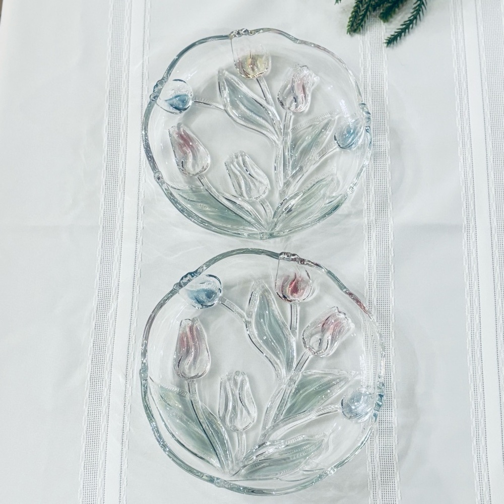 Mikasa Tivoli Tulip Crystal Serving Plates • set of 2